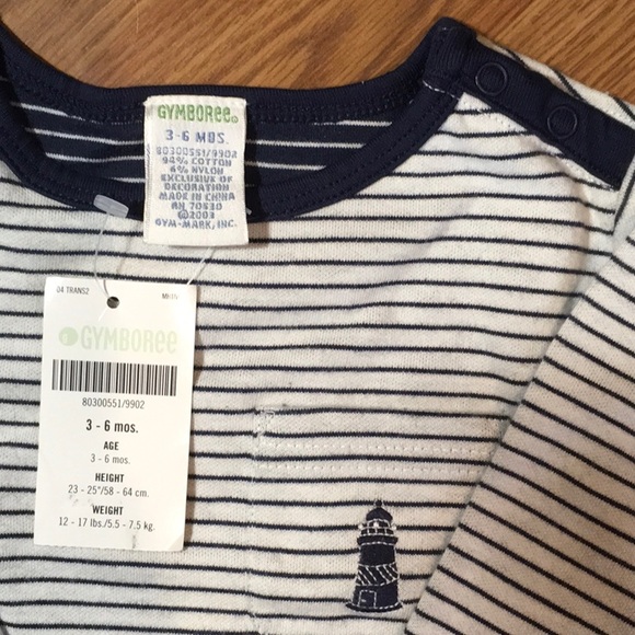 Gymboree Cote Francois lighthouse stripe tee 3-6 - Picture 3 of 3